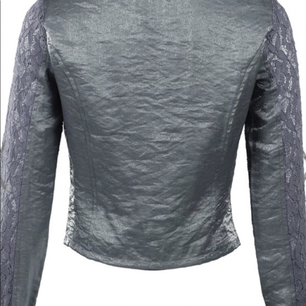 Mandarin Collared Lace Metallic Jacket - image 2